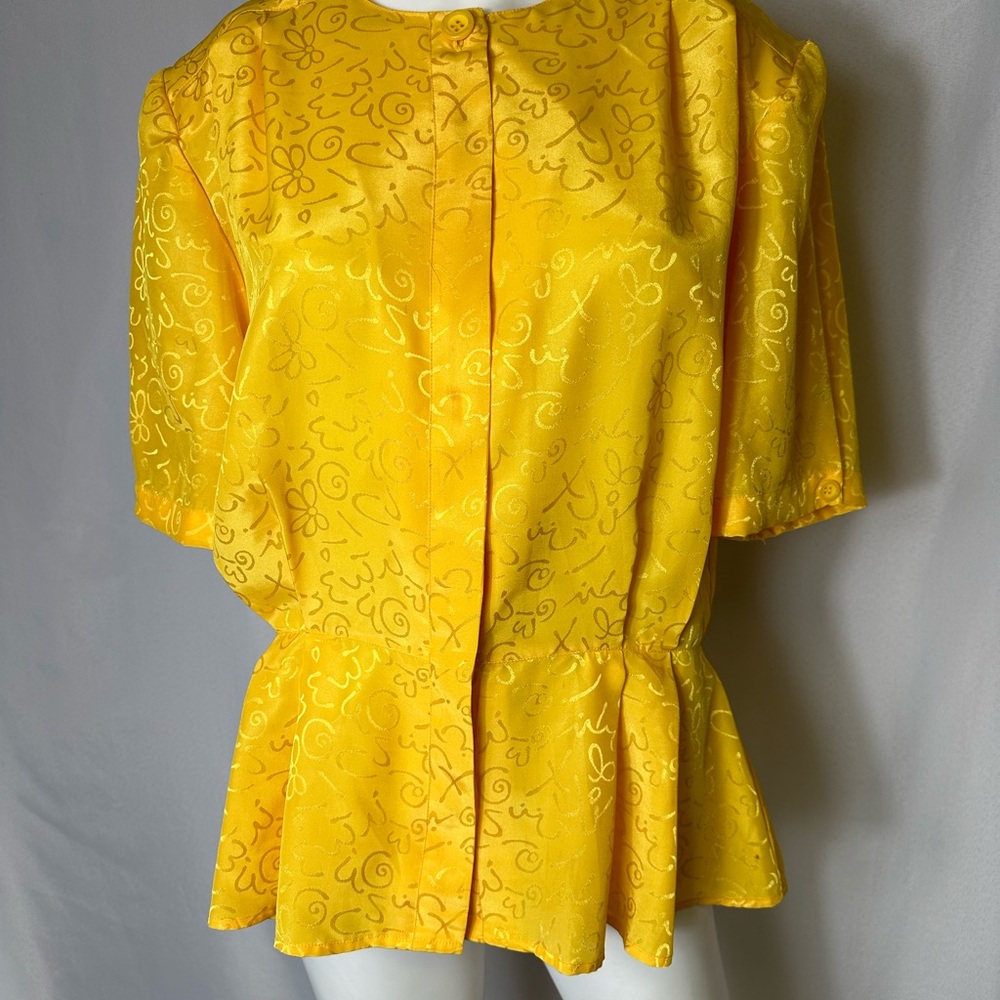 VINTAGE SK & COMPANY SIZE 14 YELLOW BUTTON DOWN BLOUSE
